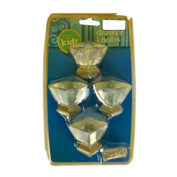 Cambria Kidz Princess Cabinet Drawer Knobs 4 Faceted Clear Acrylic Bling Glam - Picture 1 of 3